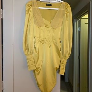Mustard Yellow Bodice PrettyLittleThing Long Sleeve Dress in Size 4